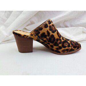 Madewell Size 8 Animal Print Leather Cow Hair Slip On Mules Made in Brazil